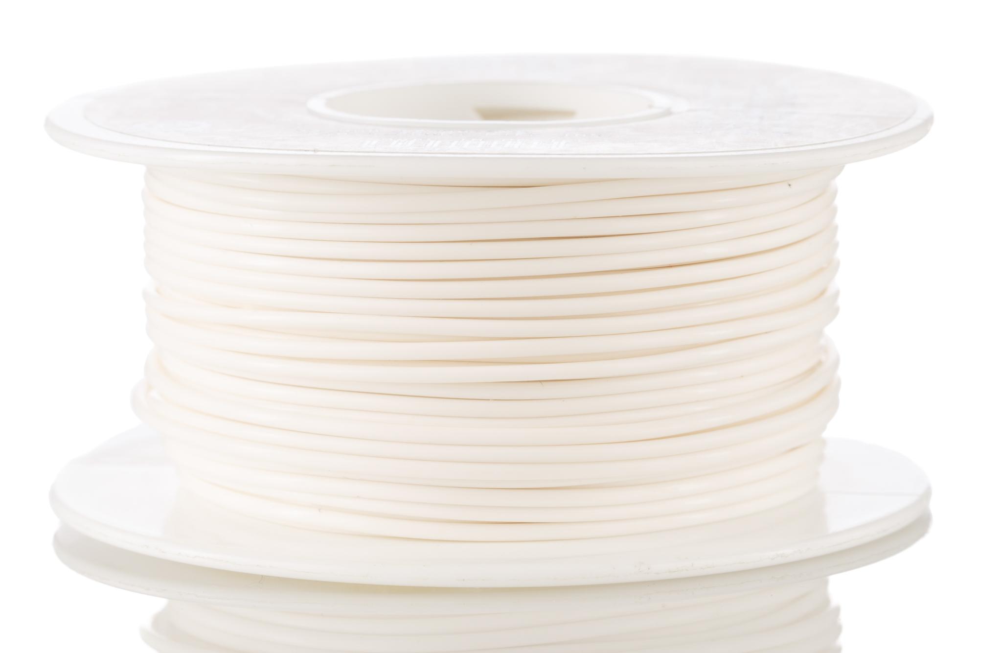 Produktfoto 1 von Alpha Wire Einzeladerleitung 0.35 mm², 22 AWG 30m Weiß PTFE isoliert Ø 1.27mm 7/0,25 mm Litzen UL1213