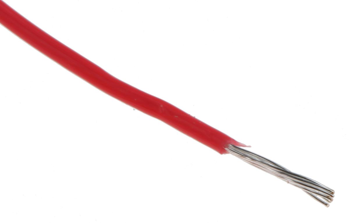 Produktfoto 1 von Alpha Wire Einzeladerleitung 0.35 mm², 22 AWG 30m Rot PTFE isoliert Ø 1.27mm 7/0,25 mm Litzen UL1213