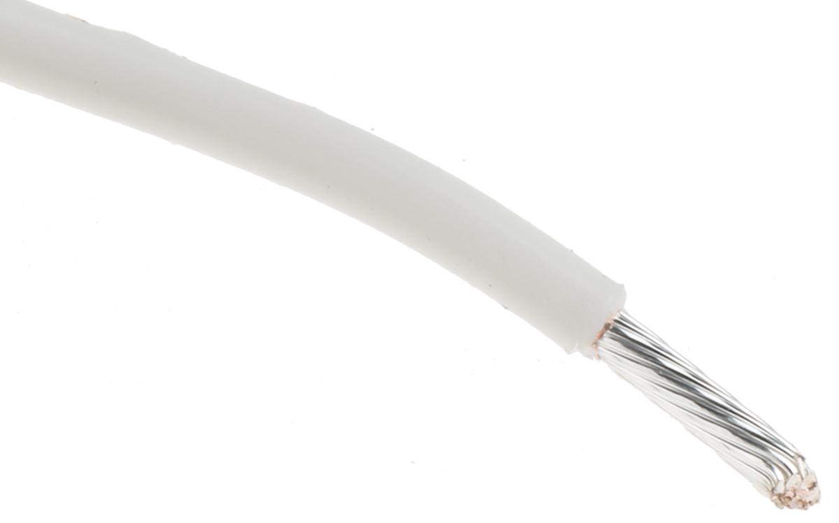 Produktfoto 1 von Alpha Wire Einzeladerleitung 0.96 mm², 18 AWG 30m Weiß PTFE isoliert Ø 1.75mm 19/0,25 mm Litzen UL1213