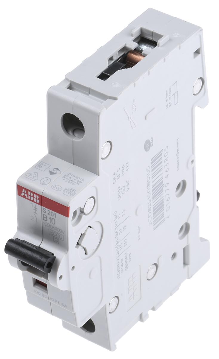 ABB S200 MCB Leitungsschutzschalter Typ B, 1-polig 10A 253V, Abschaltvermögen 6 kA System Pro M Compact