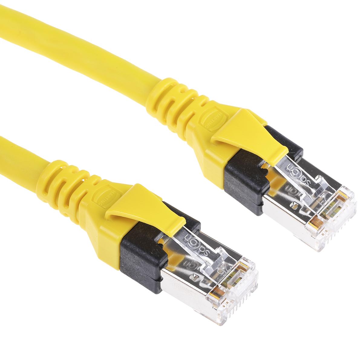 Produktfoto 1 von HARTING Ethernetkabel Cat.6, 1m, Gelb Patchkabel, A RJ45 SF/UTP Stecker, B RJ45, PUR