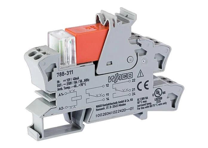 Produktfoto 1 von Wago 788 Interface Relais / 12V dc 12V dc, 2-poliger Wechsler DIN-Schienen 250V ac