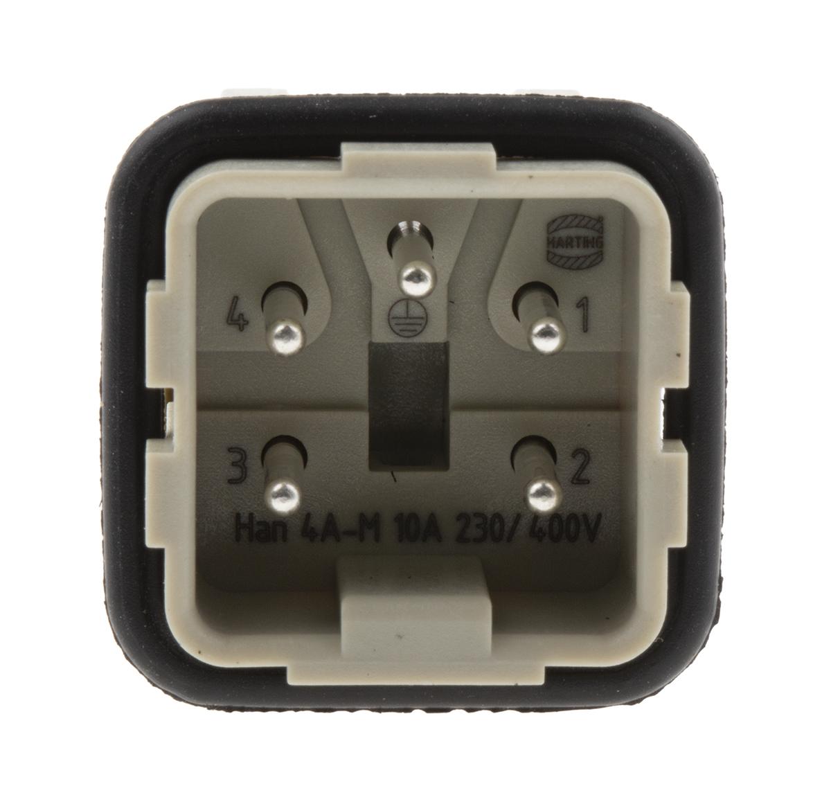 HARTING Han A Industrie-Steckverbinder Kontakteinsatz, 4-polig 10A Stecker, Schrauben