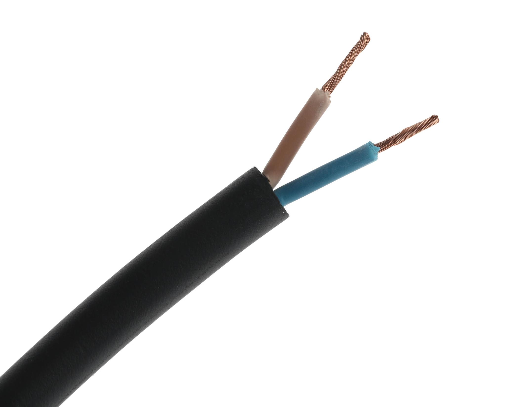 Produktfoto 1 von RS PRO Netzkabel, 2-adrig Schwarz x 1,5 mm² /Ø 9.3mm 21 A, 100m, 450 V, 750 V, CPE