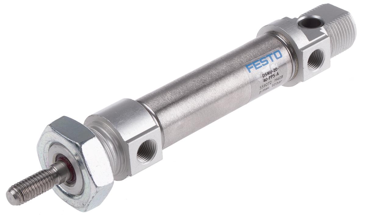 Produktfoto 1 von Festo DSNU 559272, G 1/8 Pneumatikzylinder doppeltwirkend, Bohrung Ø 20mm / Hub 40mm, bis 10 bar