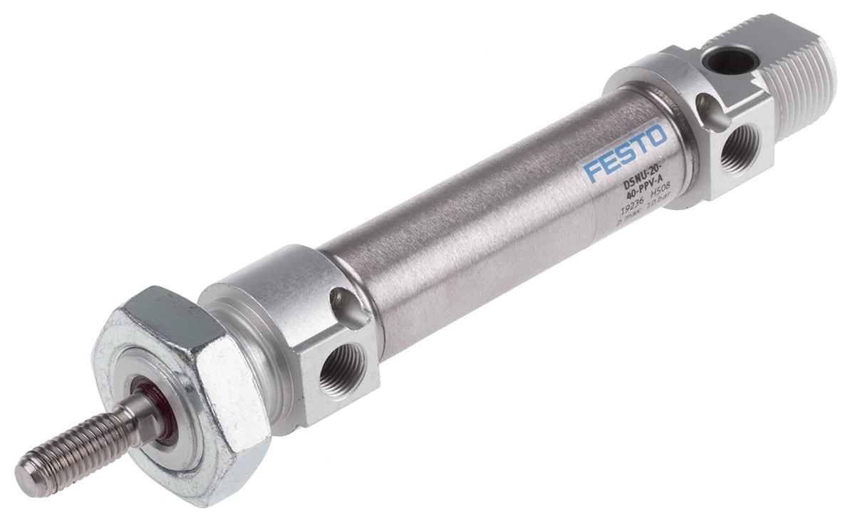 Festo DSNU 19236, G 1/8 Pneumatikzylinder doppeltwirkend, Bohrung Ø 20mm / Hub 40mm, bis 10 bar