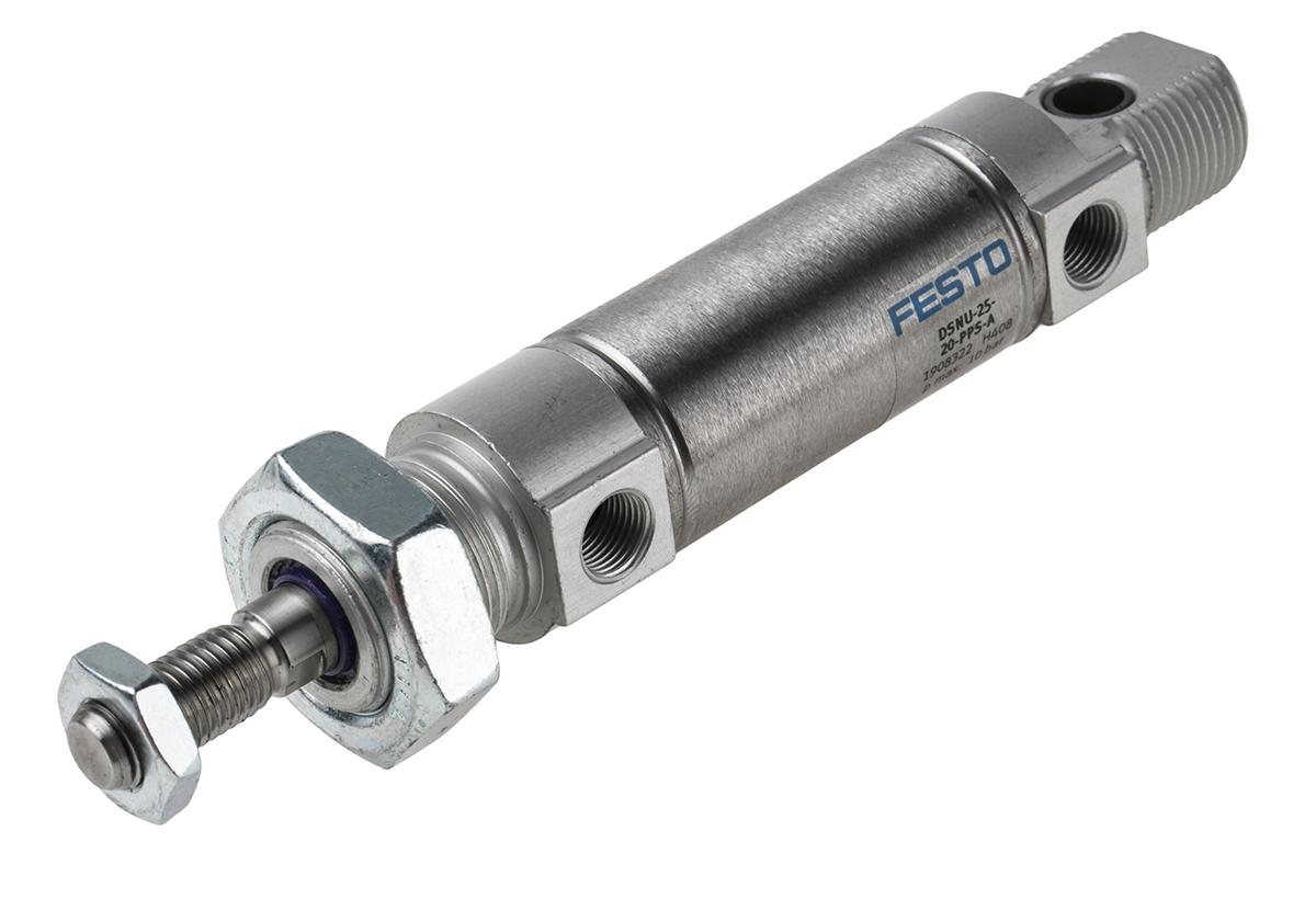 Festo DSNU 1908322, G 1/8 Pneumatikzylinder doppeltwirkend, Bohrung Ø 25mm / Hub 20mm, bis 10 bar