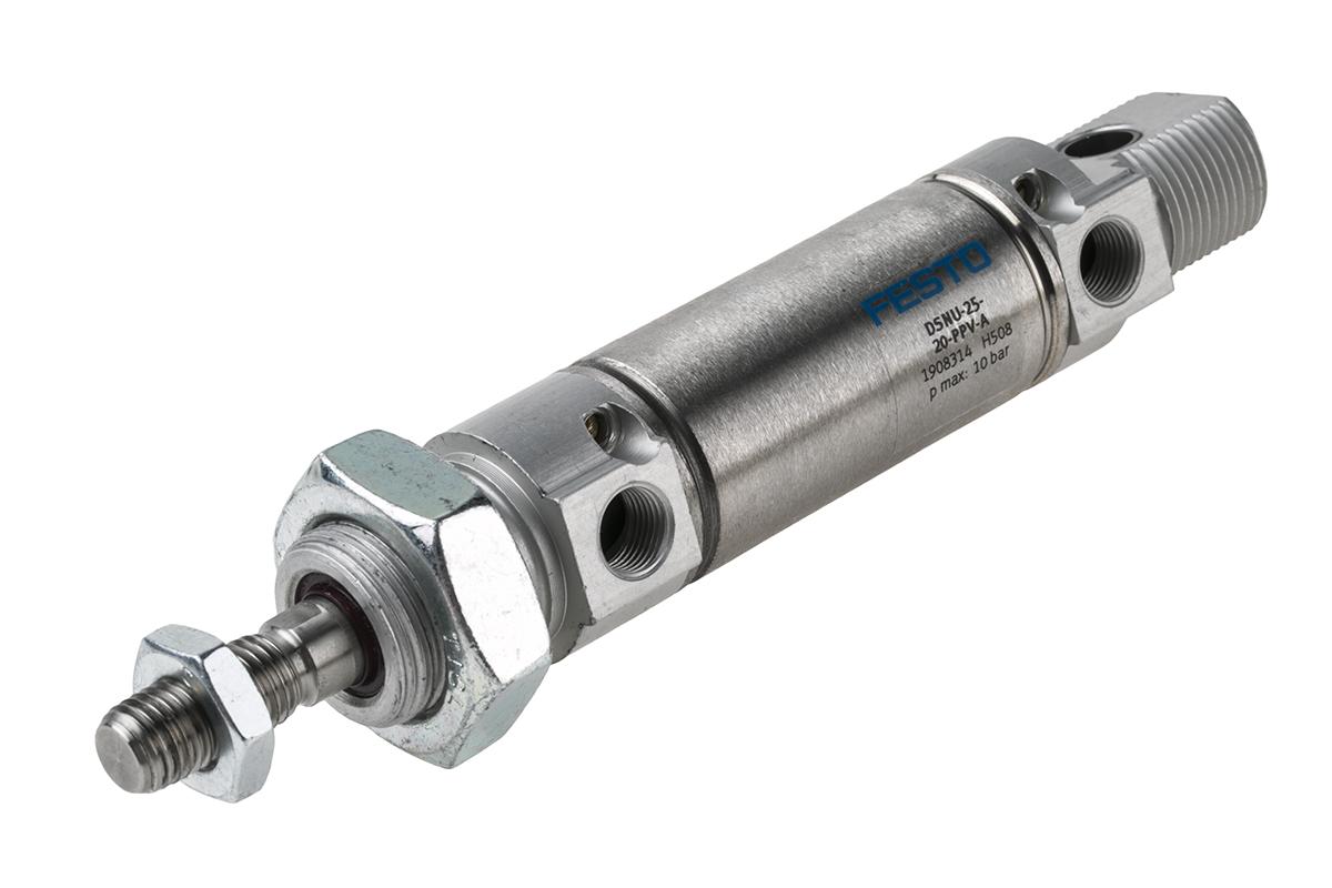 Festo DSNU 1908314, G 1/8 Pneumatikzylinder doppeltwirkend, Bohrung Ø 25mm / Hub 20mm, bis 10 bar