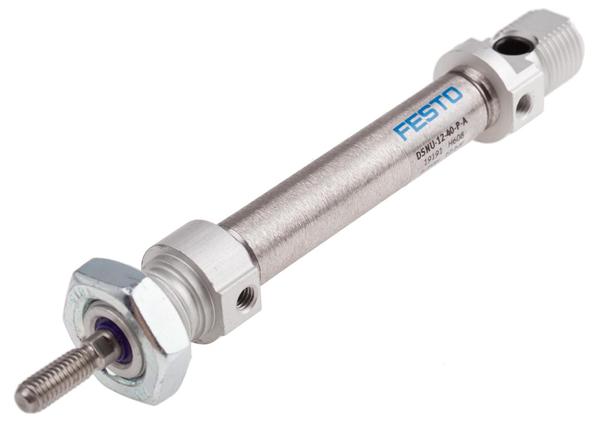 Festo DSNU 19191, M5 Pneumatikzylinder doppeltwirkend, Bohrung Ø 12mm / Hub 40mm, bis 10 bar