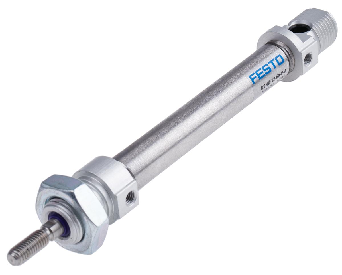 Festo DSNU 1908258, M5 Pneumatikzylinder doppeltwirkend, Bohrung Ø 12mm / Hub 60mm, bis 10 bar