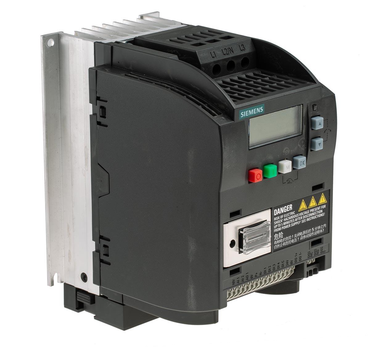 Siemens SINAMICS V20, 3-Phasen Frequenzumrichter 2,2 kW, 400 V ac / 4,8 A, 5,6 A. 0 → 550Hz für