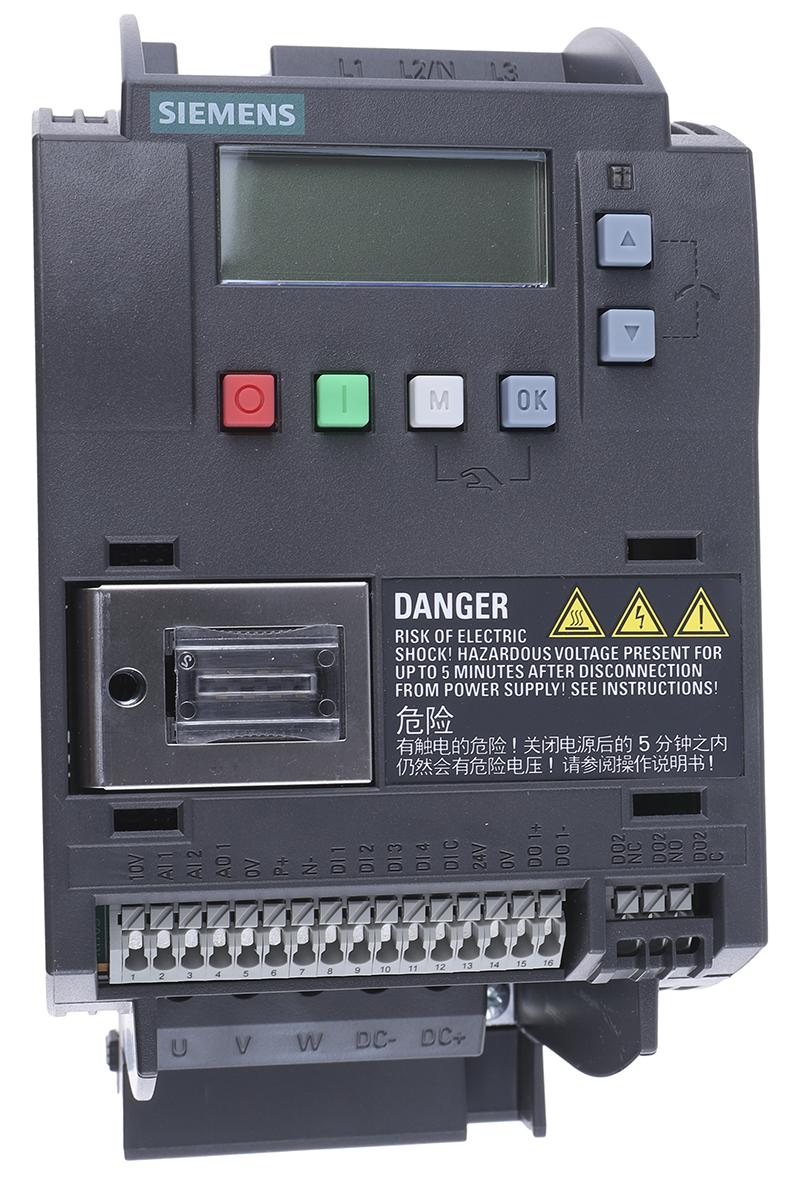 Produktfoto 1 von Siemens SINAMICS V20, 3-Phasen Frequenzumrichter 1,5 kW, 400 V ac / 4,1 A 0 → 550Hz für Wechselstrommotoren