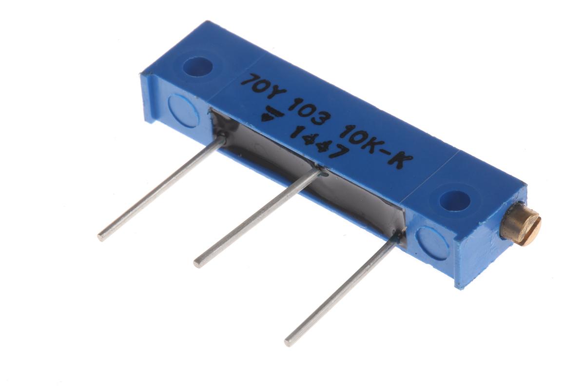 Vishay 70Y 20-Gang THT Trimmer-Potentiometer, Seitliche Einstellung, 10kΩ, ±10%, 1W, Pin, L. 33.53mm