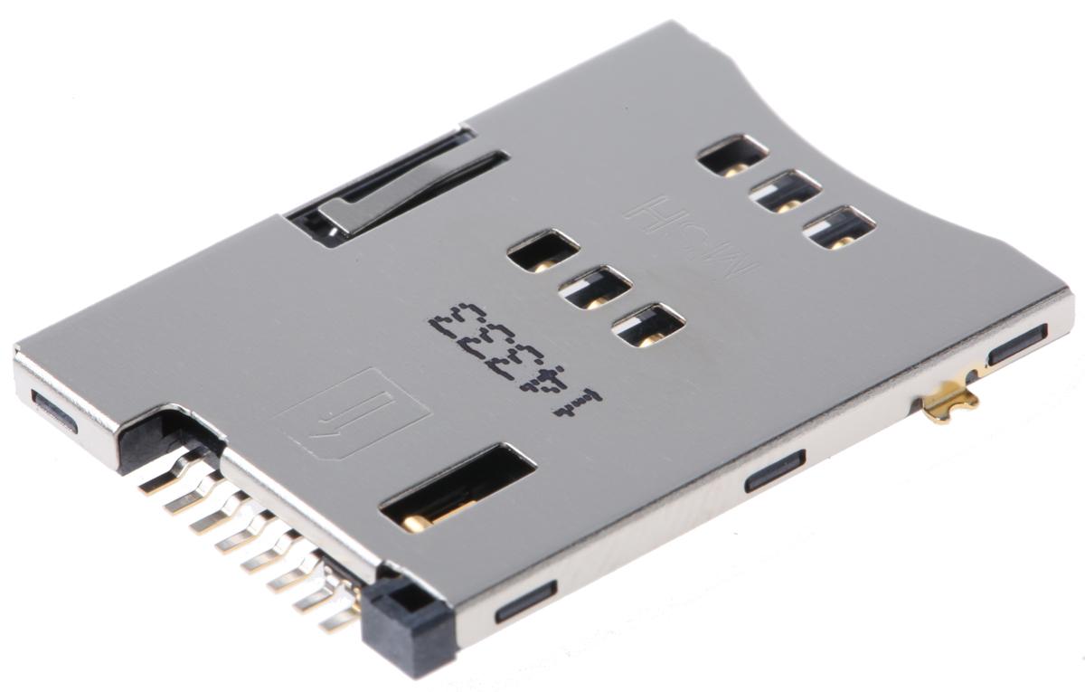 Molex mini-SIM miniSIM Speicherkarten-Steckverbinder Buchse, 6-polig, Raster 1.27mm, Push/Push