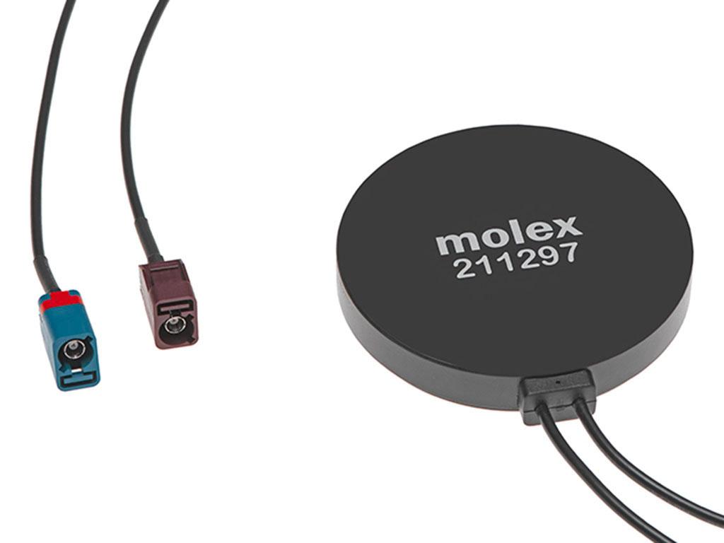 Molex 211297 Antenne, 4G (LTE), Extern, Halter, FAKRA, selbstklebend, Rundstrahlantenne, 0.4dBi