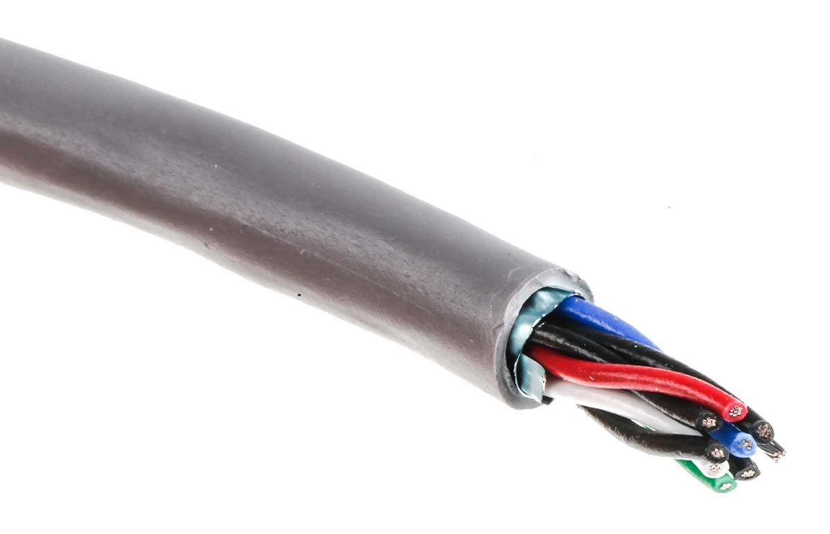 Produktfoto 1 von Alpha Wire 5474C Datenkabel, 4-paarig 0,23 mm Ø 6.17mm F/UTP Schirmung PVC isoliert Twisted Pair Grau