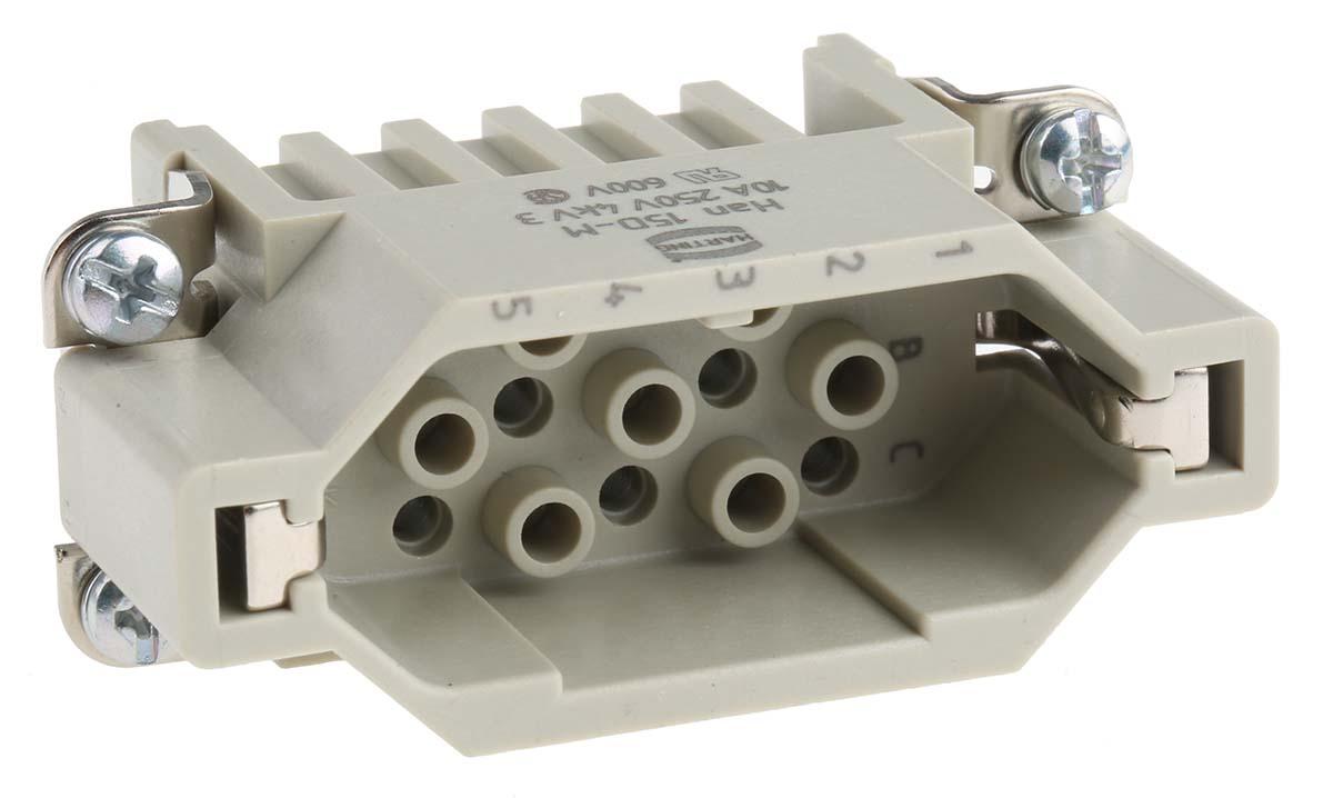 HARTING Han D Industrie-Steckverbinder Kontakteinsatz, 15-polig 10A Stecker