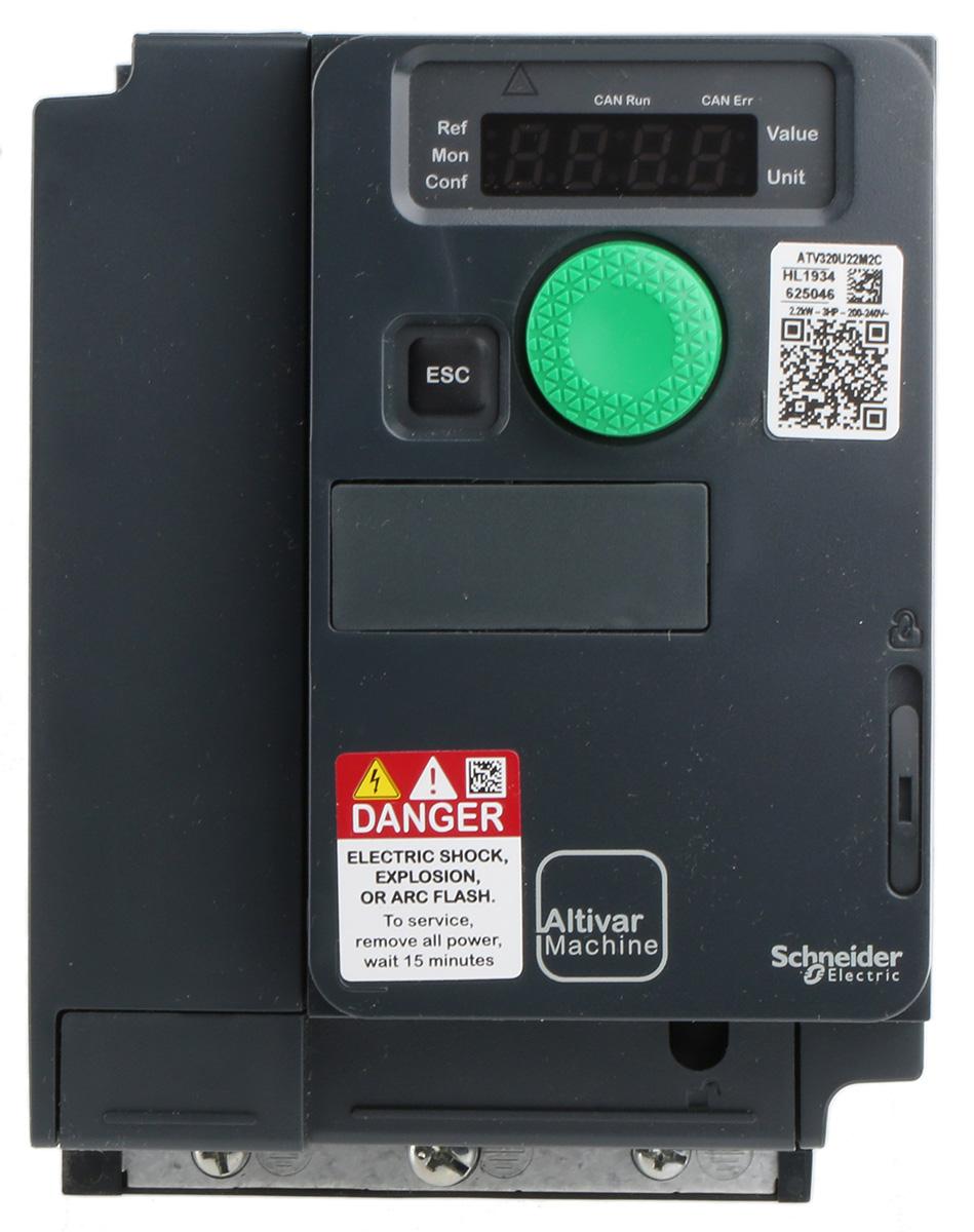 Produktfoto 1 von Schneider Electric ATV320, 1-Phasen Drehzahlgeregelter Antrieb 2,2 kW, 230 V ac / 24 A 0.1 → 599Hz