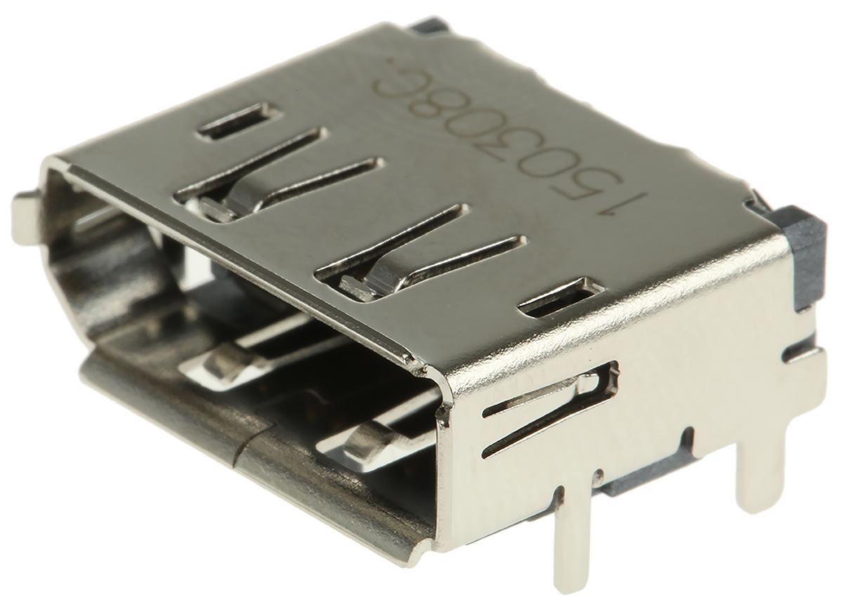 Molex DisplayPort Leiterplattenbuchse gewinkelt 20-polig / 2-reihig, Raster 0.5mm