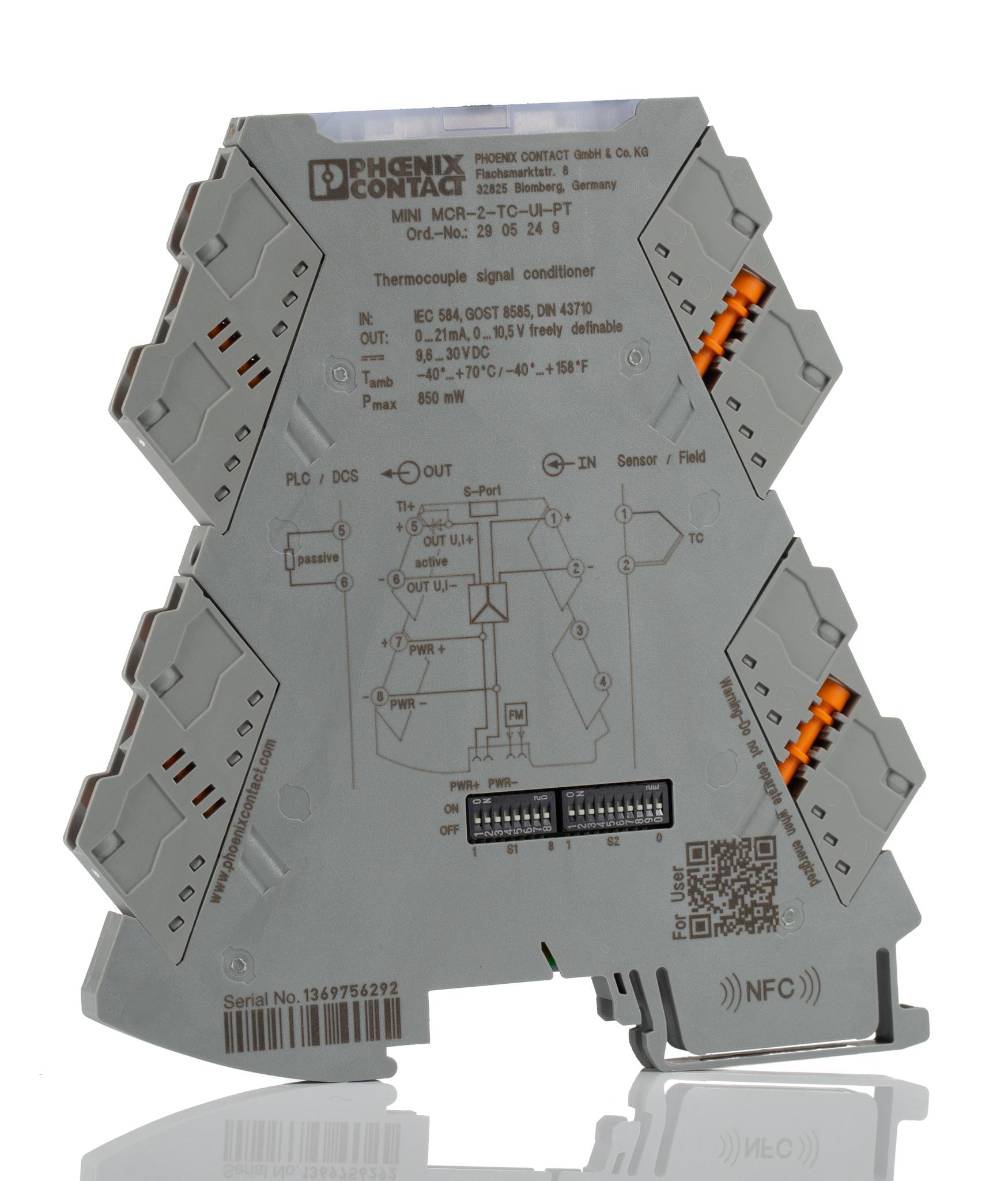 Produktfoto 1 von Phoenix Contact MINI MCR Signalwandler, Temperaturwandler 9.6 → 30V dc, Thermoelement -250 → 2500°C EIN /