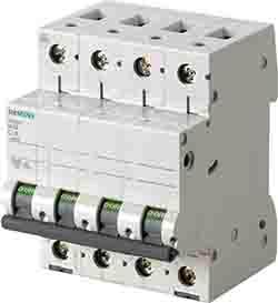 Siemens 5SL6 MCB Leitungsschutzschalter Typ C, Pol 3P+N 6A 400V SENTRON DIN-Schienen-Montage