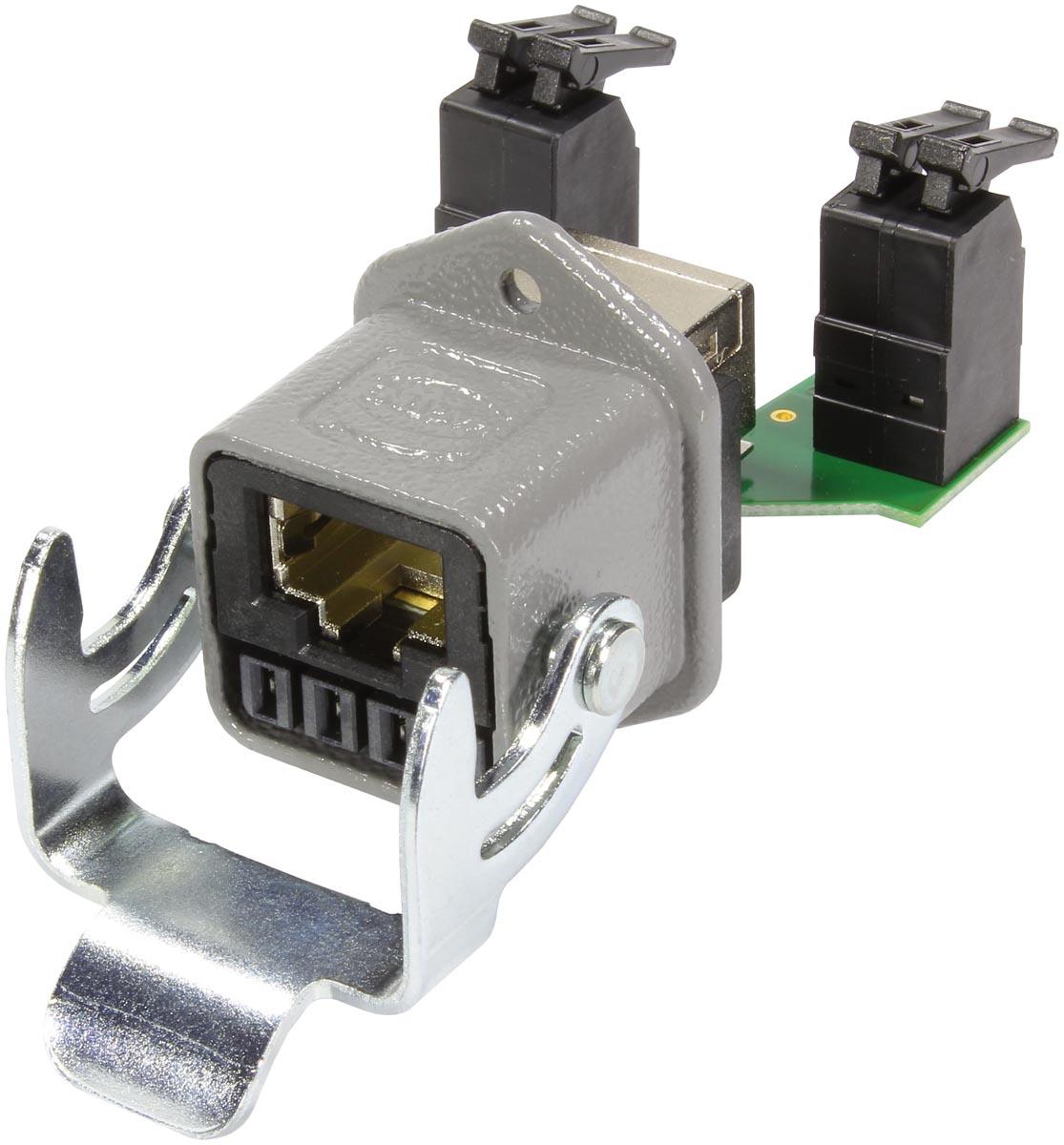 HARTING RJ45 Hybrid Cat.6 RJ45-Steckverbinder Buchse, 16-Port 16-polig Geschirmt, Tafelmontage