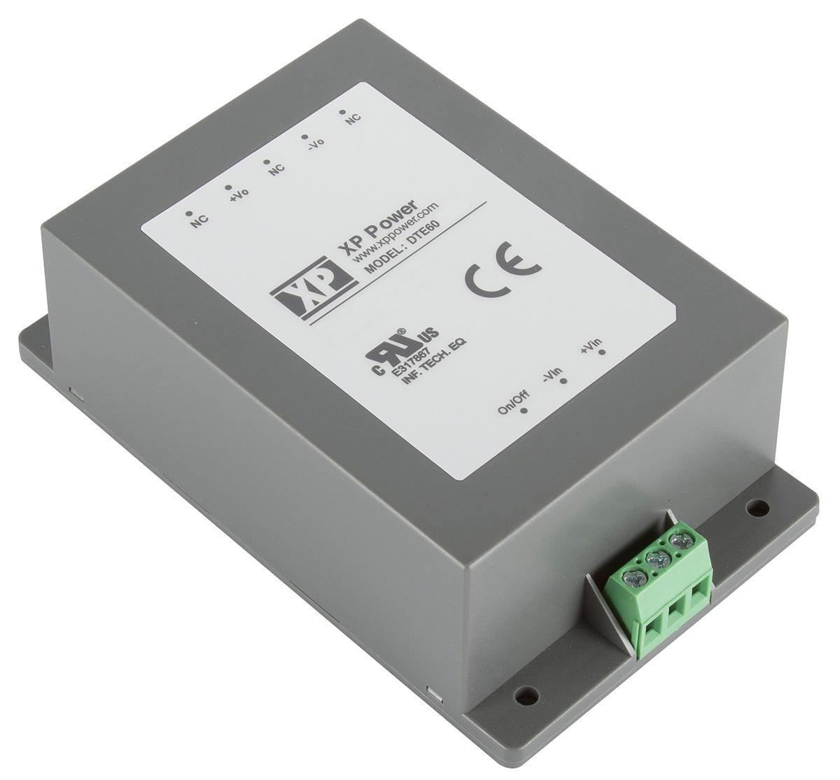 Produktfoto 1 von XP Power DTE60 DC/DC-Wandler 60W 24 V dc IN, 12V dc OUT / 5A 2.5kV dc isoliert