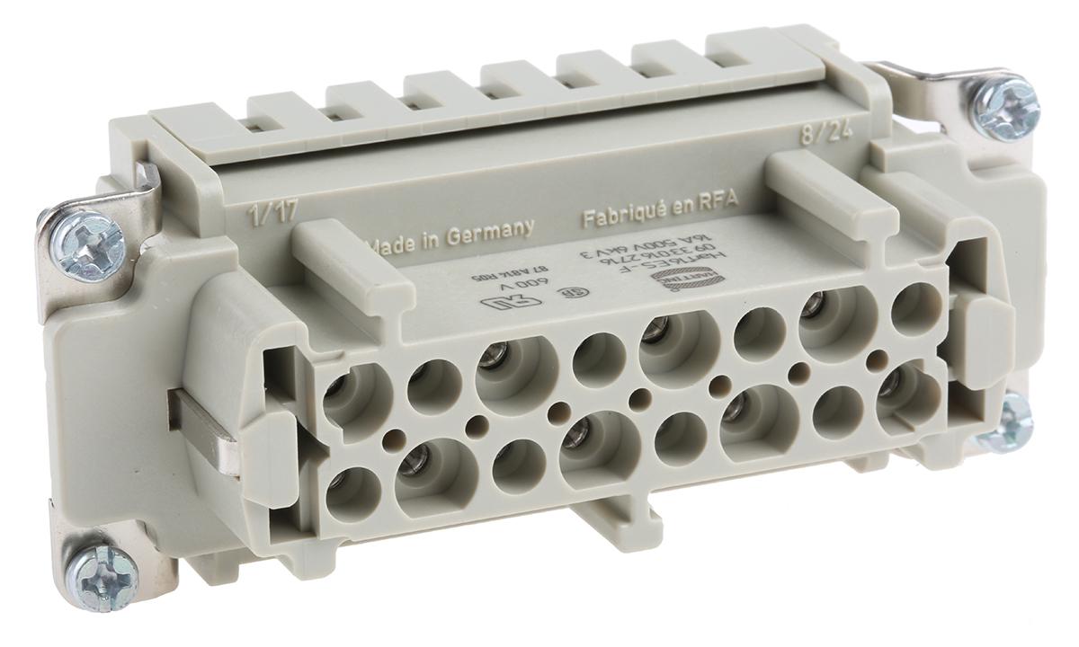 Produktfoto 1 von HARTING Han ES Industrie-Steckverbinder Kontakteinsatz, 16-polig 16A Buchse