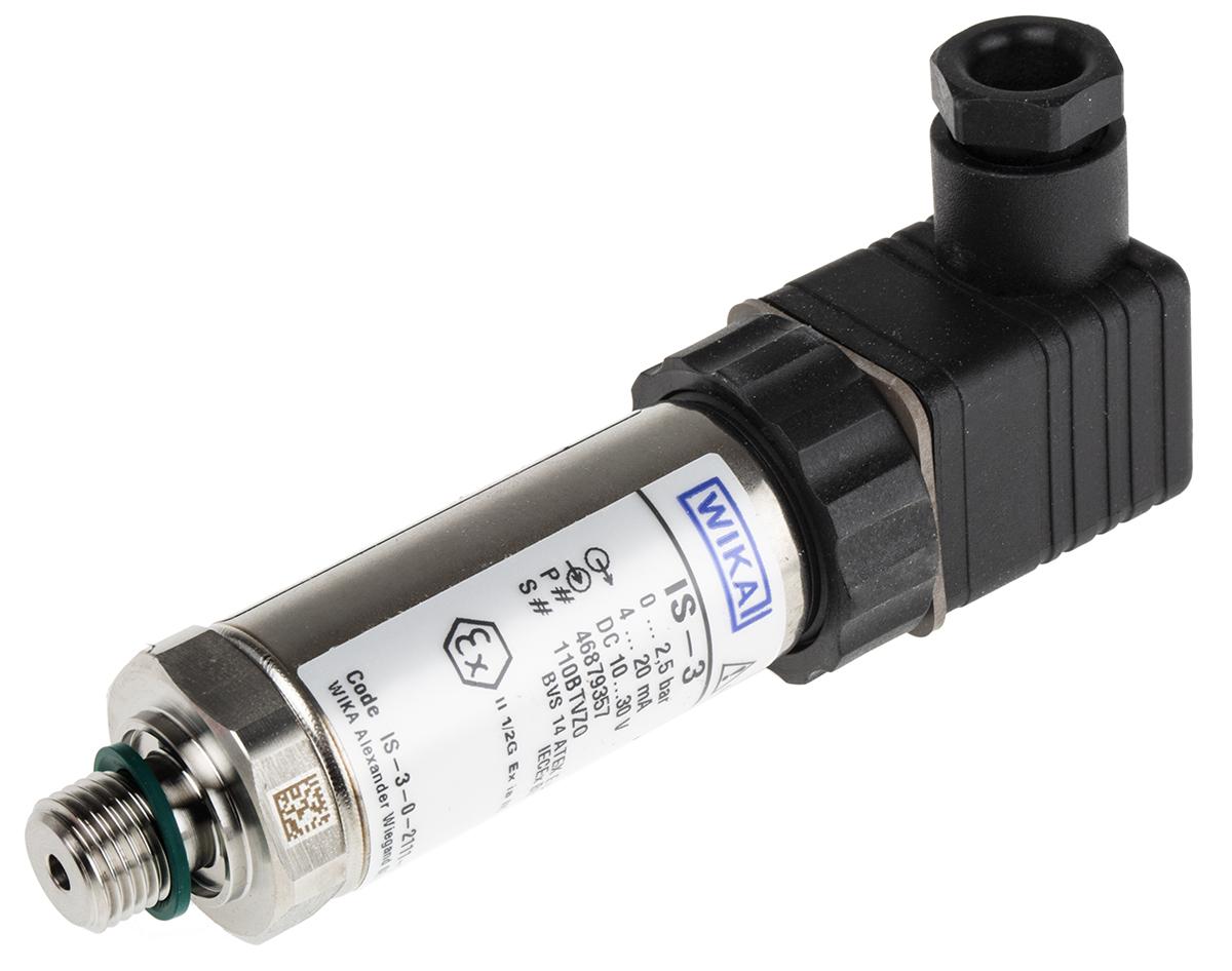 Produktfoto 1 von WIKA IS-3 G1/4 Drucksensor 0bar bis 2.5bar, Analog 4 → 20 mA, ATEX, IECEx-Zulassung, für Gas, Flüssigkeit