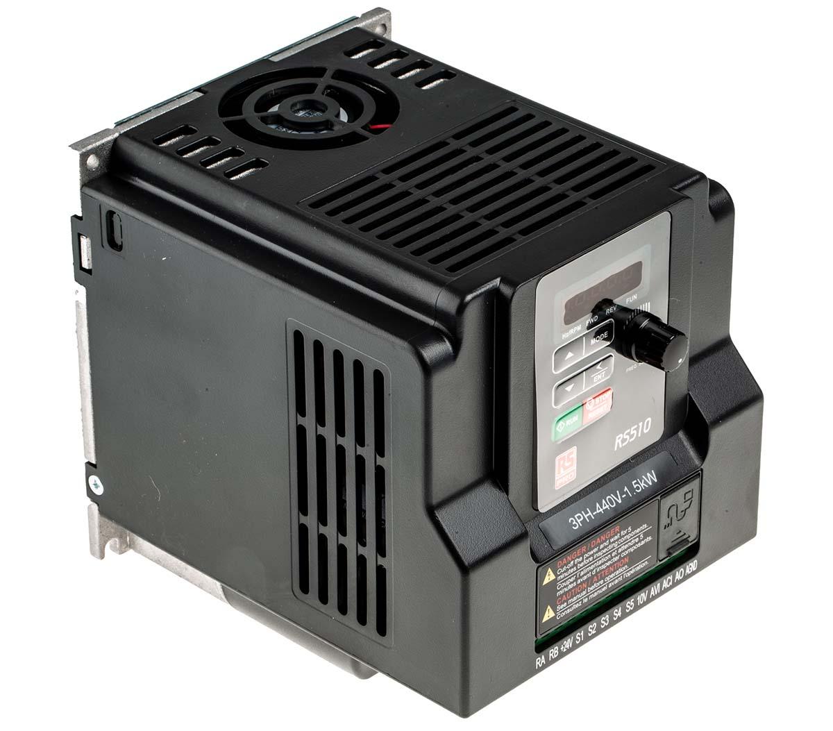 Produktfoto 1 von RS PRO, 3-Phasen Frequenzumrichter 1,5 kW, 380 → 480 V ac / 5,6 A 599Hz