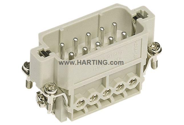 HARTING Han A Industrie-Steckverbinder Kontakteinsatz, 10-polig 16A Stecker, Schrauben