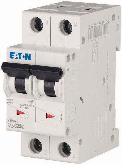 Produktfoto 1 von Eaton Eaton Moeller MCB Leitungsschutzschalter Typ C, 2-polig 25A 240 → 415V, Abschaltvermögen 10 kA xEffect