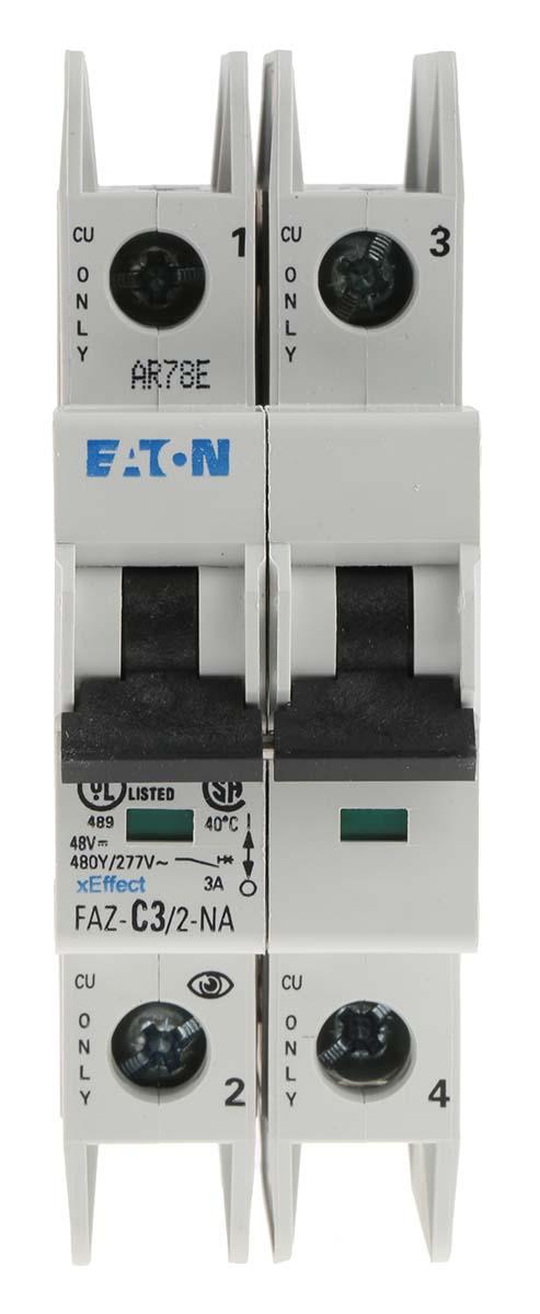 Produktfoto 1 von Eaton Eaton Moeller MCB Leitungsschutzschalter Typ C, 2-polig 3A 240 → 415V, Abschaltvermögen 10 kA xEffect