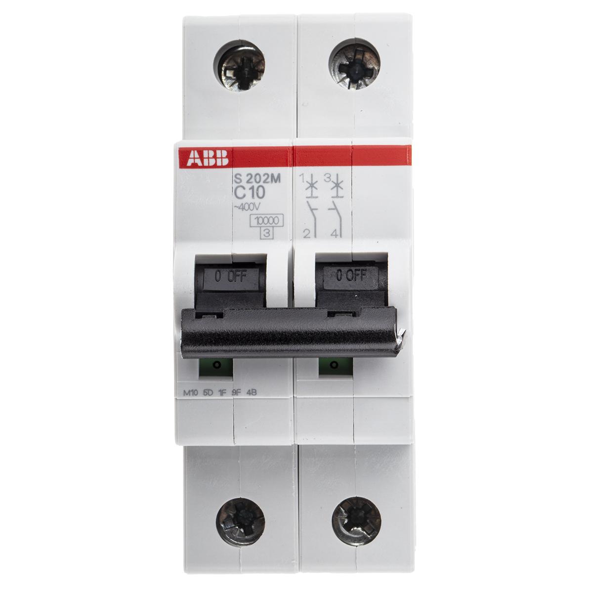 ABB S200M MCB Leitungsschutzschalter Typ C, 2-polig 10A 440V, Abschaltvermögen 10 kA System Pro M Compact