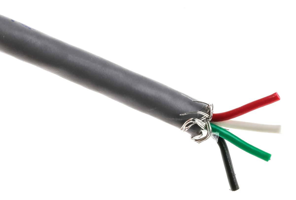 Produktfoto 1 von Alpha Wire Alpha Essentials Steuerkabel, 4-adrig x 0,09 mm Grau, 100m, 28 AWG, Geflecht