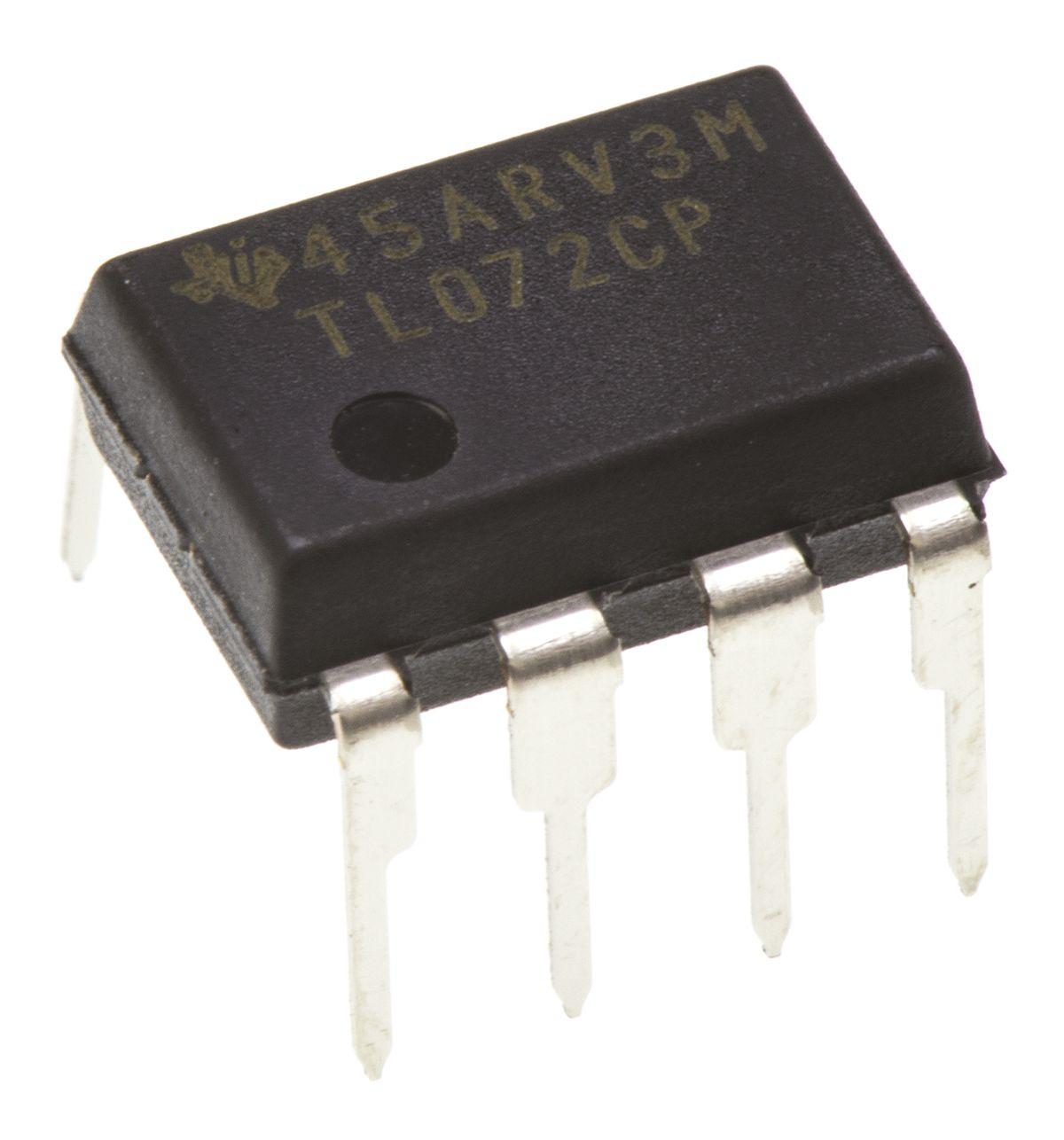 Produktfoto 1 von Texas Instruments Operationsverstärker THT PDIP, biplor typ. ±12 V, ±15 V, ±5 V, ±9 V, 8-Pin