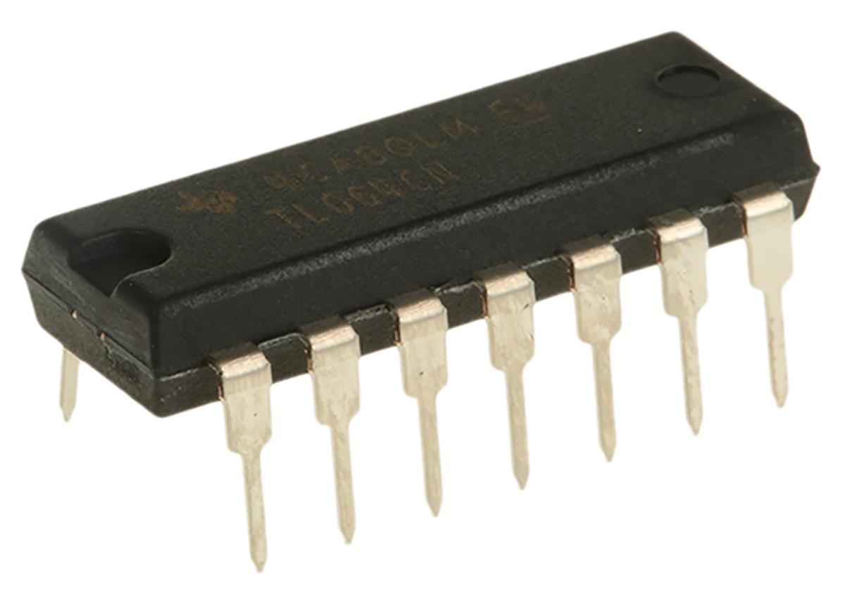 Produktfoto 1 von Texas Instruments Operationsverstärker THT PDIP, biplor typ. ±12 V, ±15 V, ±5 V, ±9 V, 14-Pin