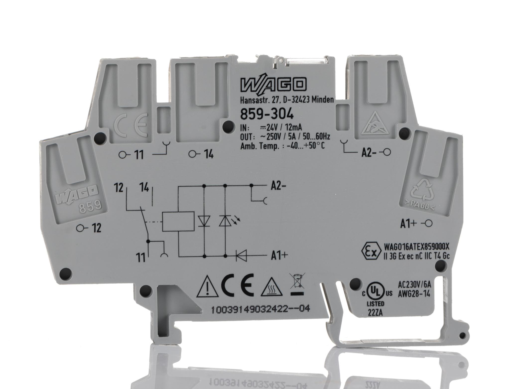 Produktfoto 1 von Wago 859 Interface Relais 24V dc DIN-Schienen 250V ac