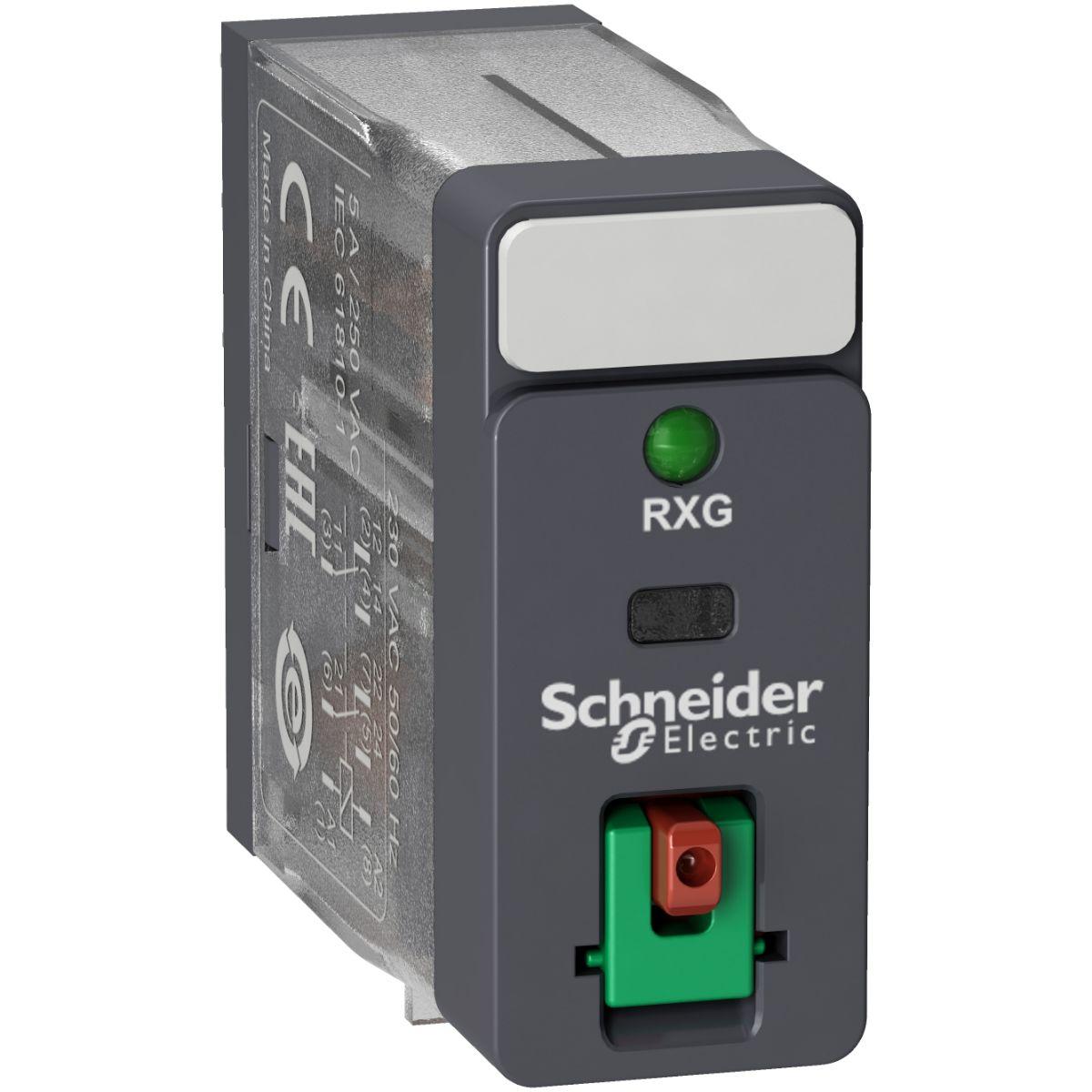 Produktfoto 1 von Schneider Electric Harmony Relay RXG  Monostabiles Relais, Steckrelais 2-poliger Wechsler 5A 24V ac Spule / 820mW