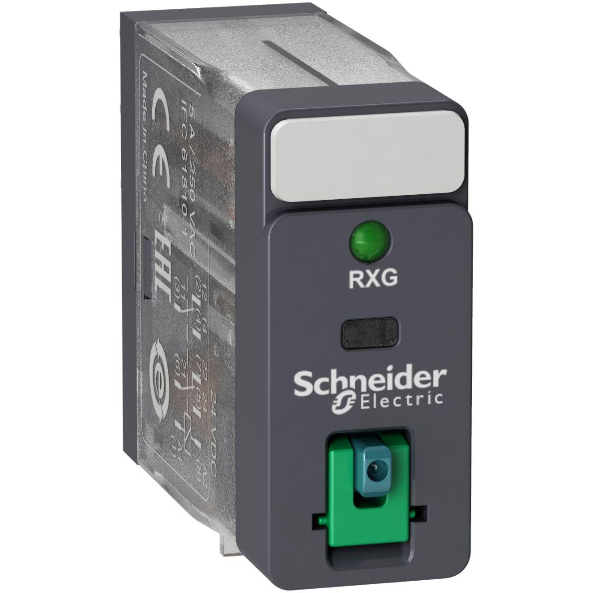 Produktfoto 1 von Schneider Electric Harmony Relay RXG  Monostabiles Relais, Steckrelais 2-poliger Wechsler 5A 24V dc Spule / 530mW