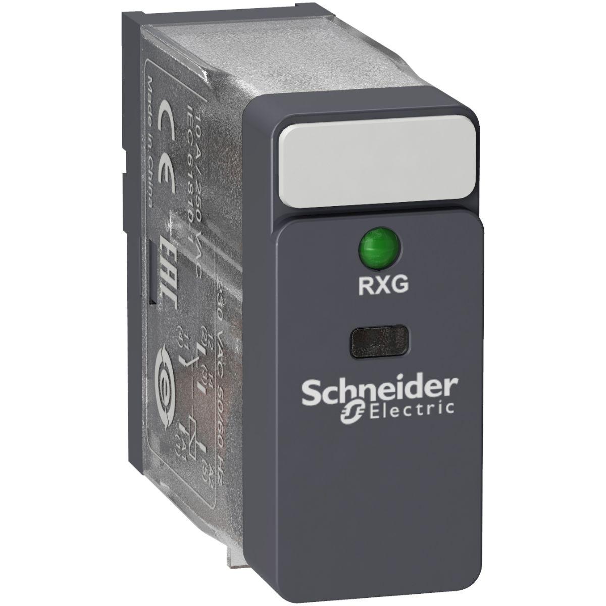 Produktfoto 1 von Schneider Electric Harmony Relay RXG  Monostabiles Relais, Steckrelais 1-poliger Wechsler 10A 230V ac Spule / 820mW