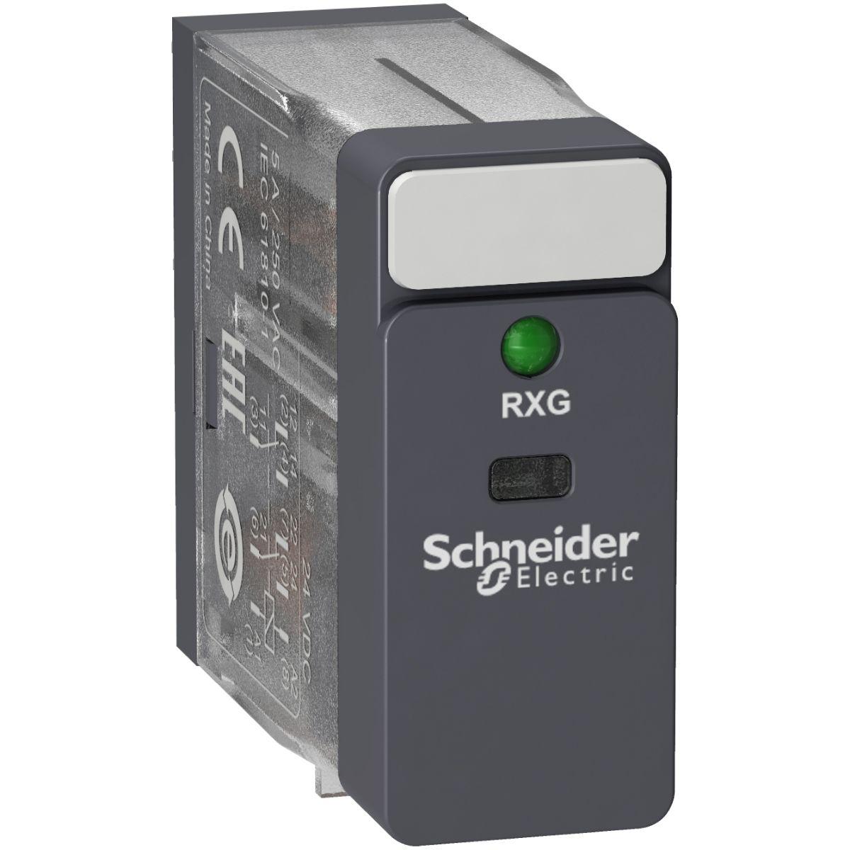 Produktfoto 1 von Schneider Electric Harmony Relay RXG  Monostabiles Relais, Steckrelais 2-poliger Wechsler 5A 24V dc Spule / 530mW