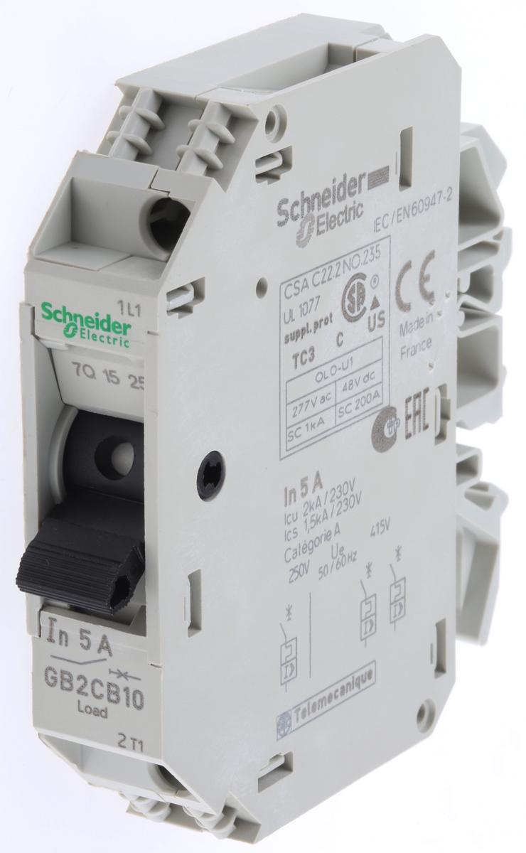 Produktfoto 1 von Schneider Electric GB2 Thermischer Überlastschalter / Thermischer Geräteschutzschalter, 1-polig, 5A, 277 V ac, 415V ac