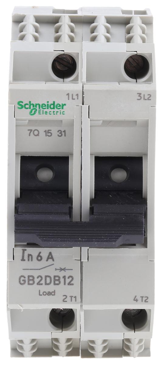 Produktfoto 1 von Schneider Electric GB2 Thermischer Überlastschalter / Thermischer Geräteschutzschalter, 2-polig, 6A, 277 V ac, 415V ac