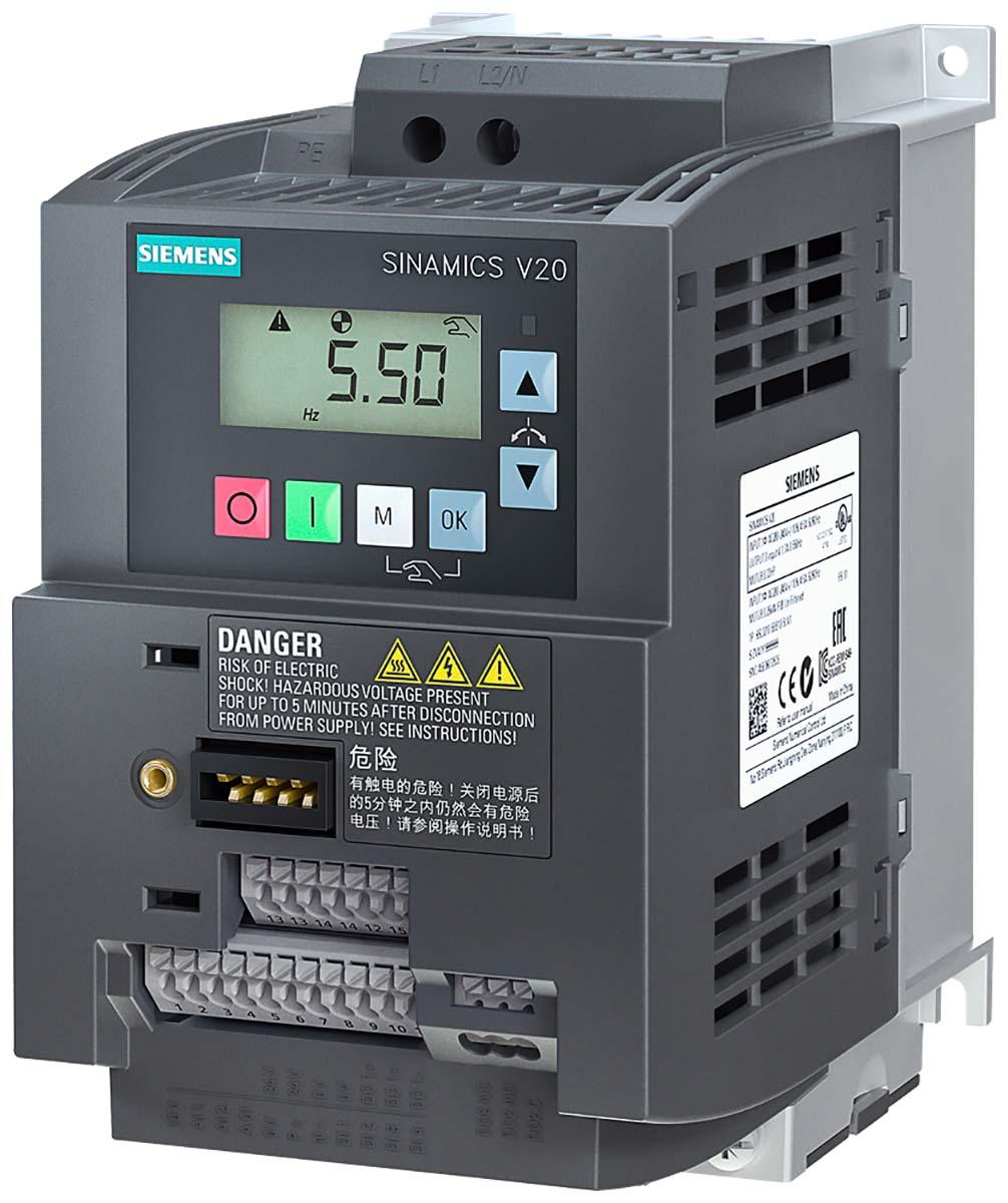 Produktfoto 1 von Siemens SINAMICS V20, 1-Phasen Frequenzumrichter 1,5 kW, 240 V ac / 7,8 A 550Hz für SINAMICS V20