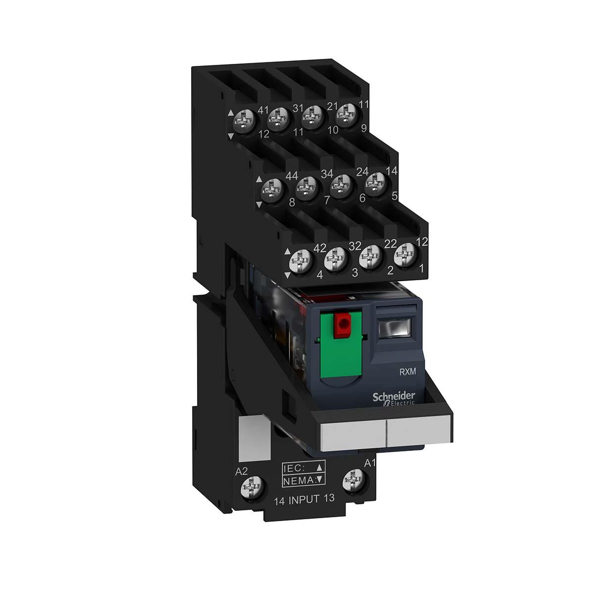 Produktfoto 1 von Schneider Electric Harmony Relay RXM Interface Relais 24V ac, 4-poliger Wechsler DIN-Schienen