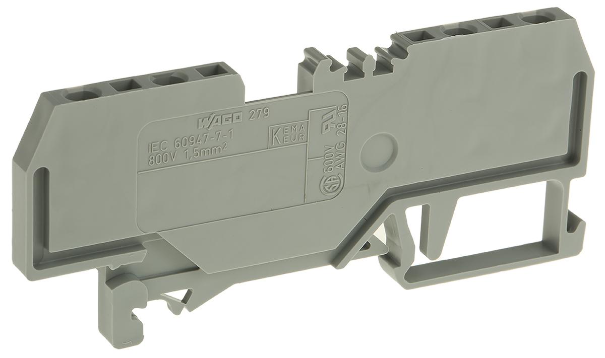 Wago 279 Reihenklemme Einfach Grau, 1.5mm², 800 V / 18A, mit Käfigklemme