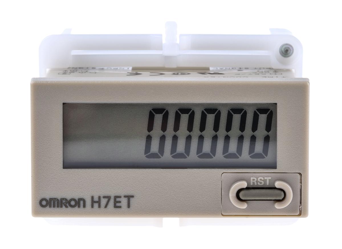 Produktfoto 1 von Omron H7E Zähler LCD 7-stellig, 24 → 240 V ac/dc, 0 → 999 h 59 min 59 s, 0 → 9999 h 59,9 min