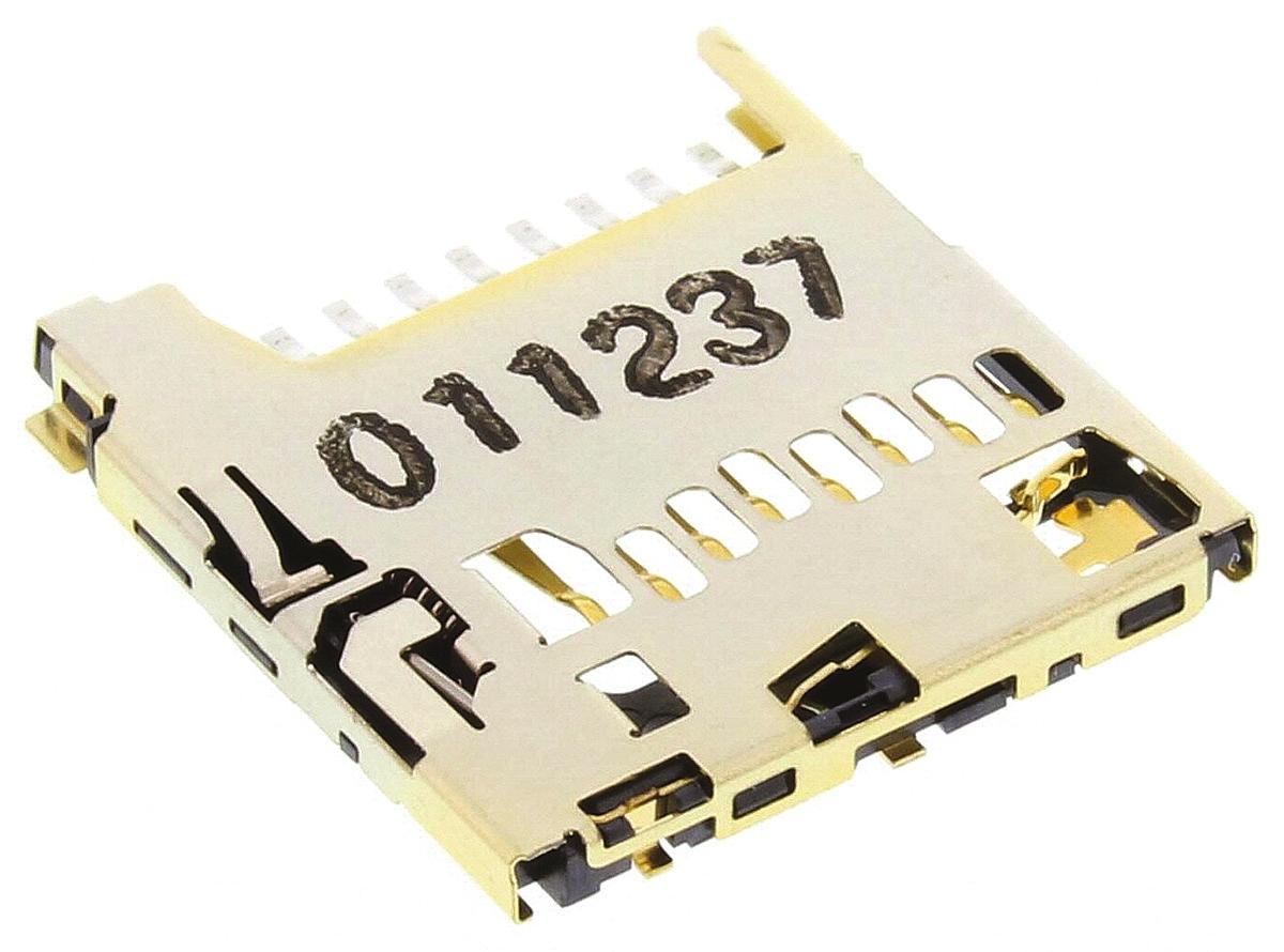 Produktfoto 1 von Molex 503398 microSD Speicherkarten-Steckverbinder Stecker, 8-polig / 1-reihig, Raster 1.1mm, Push-Push