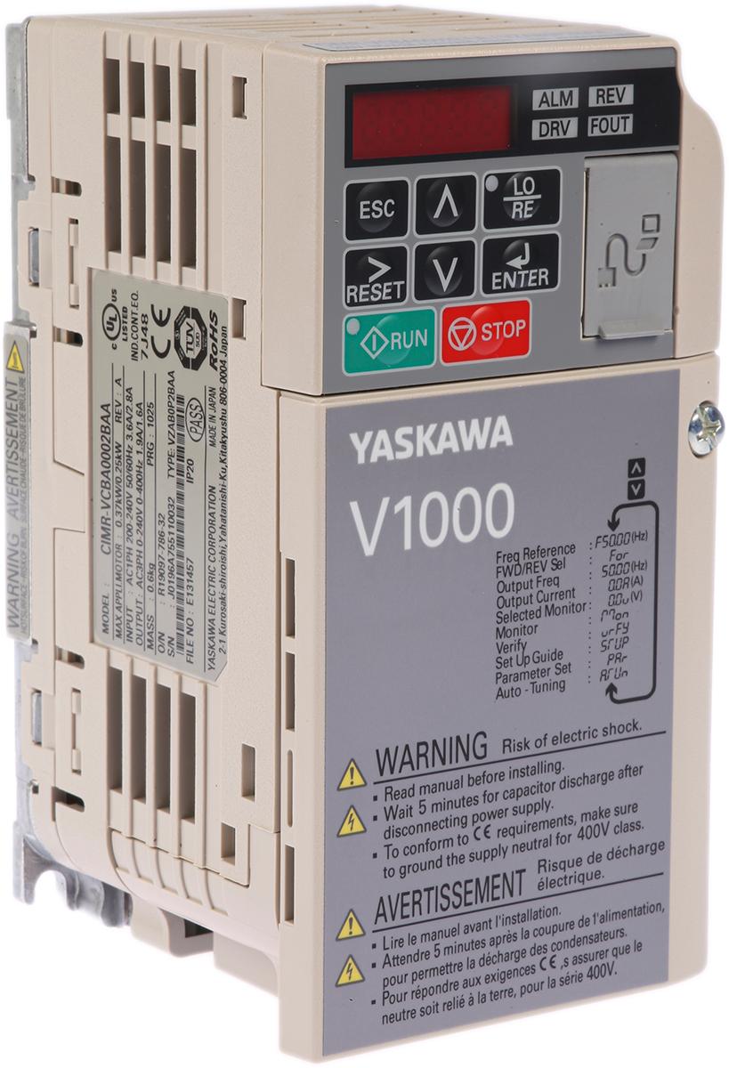 Omron V1000, 1-Phasen Frequenzumrichter 0,37 kW, 230 V ac / 1,6 A 0.1 → 400Hz für Wechselstrommotoren